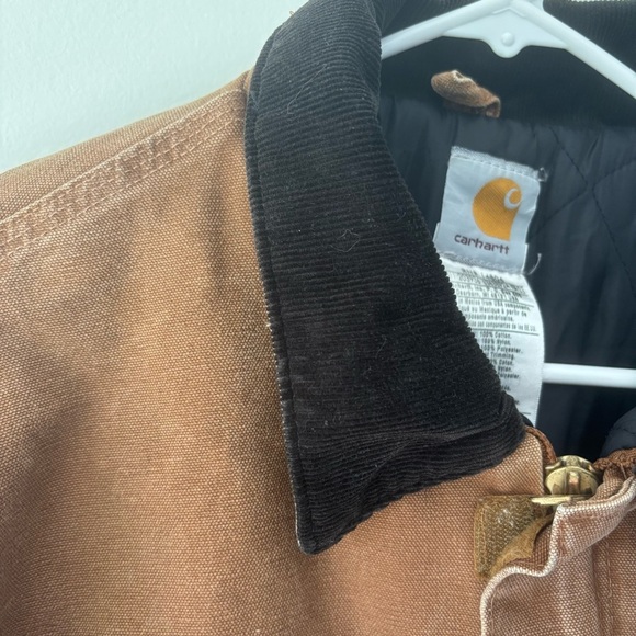 Carhartt Brown Barn Chore Jacket Corduroy Collar Quilted Outdoor Insulted Warm - Picture 6 of 15